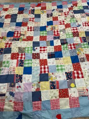 Handmade Patchwork Quilt 82 x 95 Queen Size Cottage Farmhouse Floral Gingham